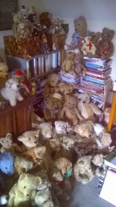 This is what collecting Old Teddy bears is like.